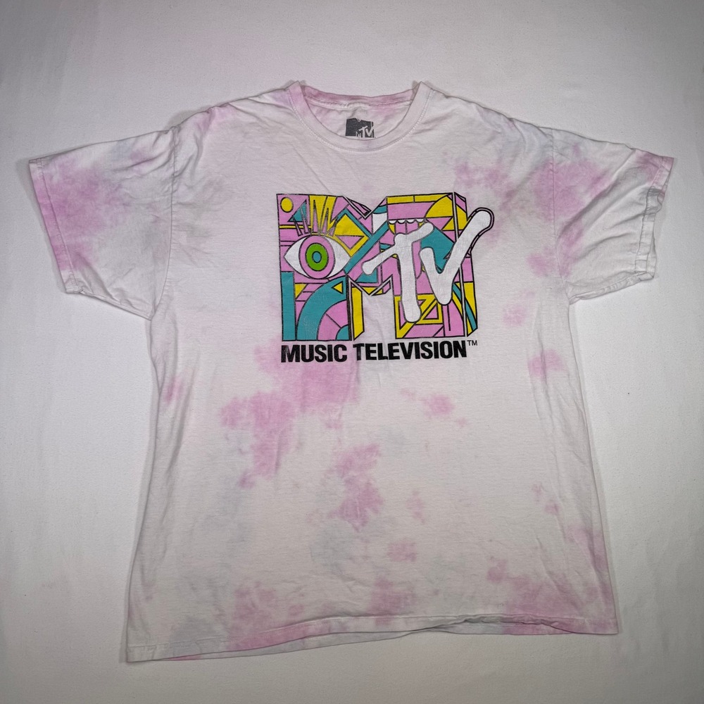 MTV Music Television Tie Dye‎ Graphic T Shirt Retro 90s Pop Culture